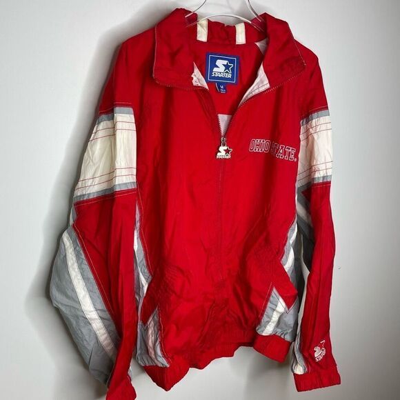 Vintage 90s Starter Ohio State University Jacket Red Buckeyes Medium M Full Zip - Picture 3 of 6
